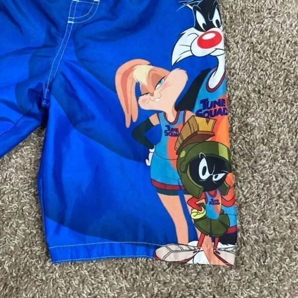 Space Jam Swim Trunks Shorts‎ Youth Size 10/12 Squad Swimsuit Swimwear Blue